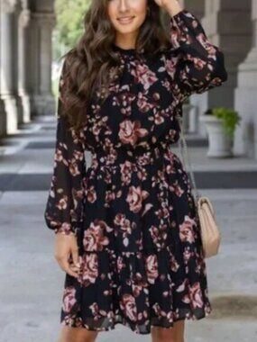 Grace & Lace Black and Mauve Floral Blouse